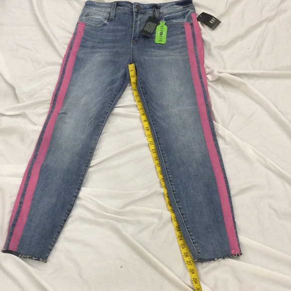 New Kut From The Cloth Pink Side Stripe High Rise Ankle Skinny Jeans Size 4 - Picture 2 of 14